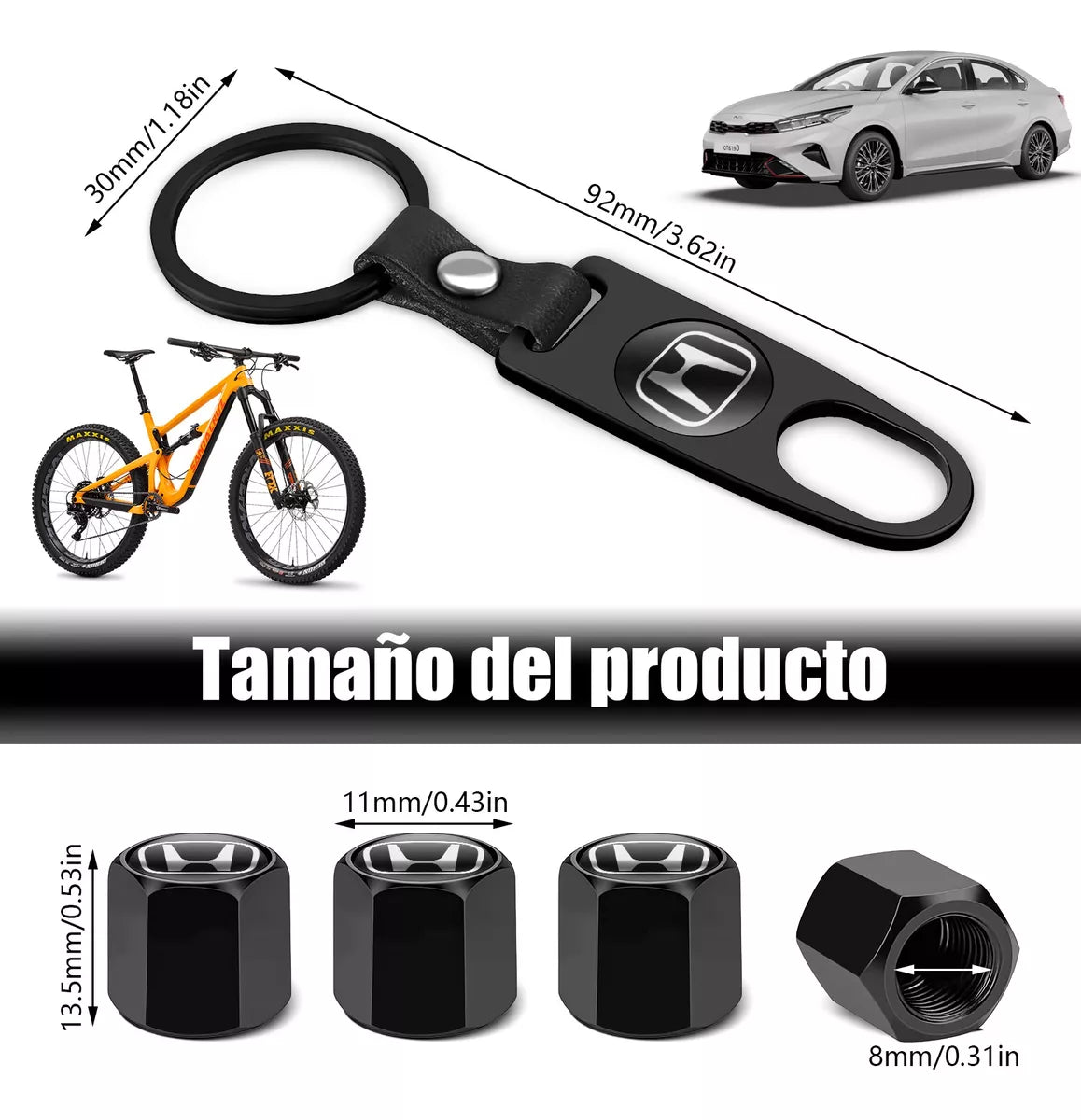 TireCaps™ Tapa para Valvula de Lujo + Llavero con Logo
